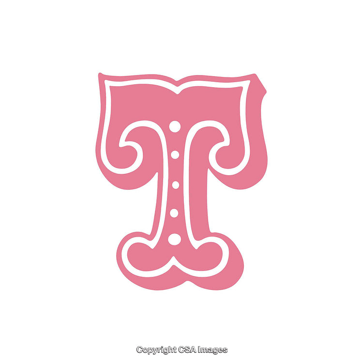 Elegant Decorative Letter T in Pink Ornamental Design