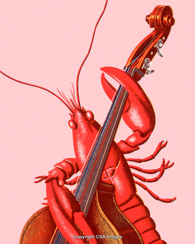 Lobster Playing a Double Bass with Artistic Whimsical Flair