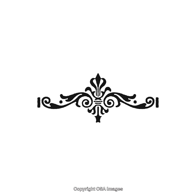 Elegant Black and White Decorative Design Ornament with Curving Details