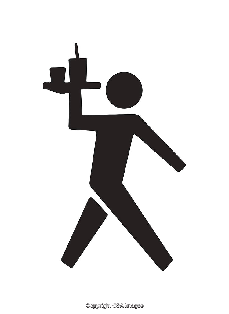 Minimalist Black and White Icon of a Serving Person