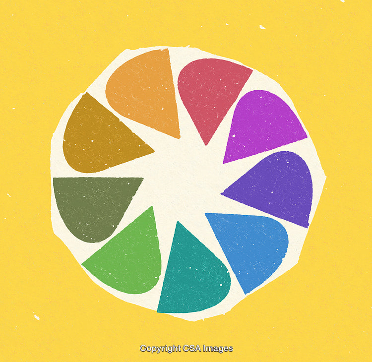 Colorful Abstract Citrus-Themed Illustration on Yellow Background