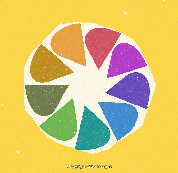 Colorful Abstract Citrus-Themed Illustration on Yellow Background
