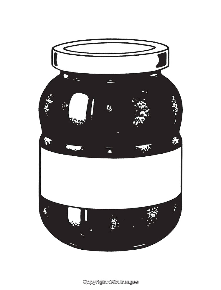Black and White Illustration of a Jar with Blank Label