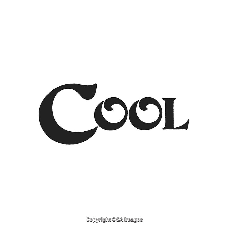 Stylized Black Script Text Depicting the Word Cool on White Background