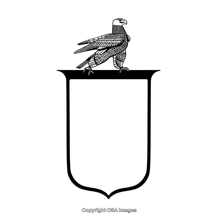Black and White Falcon-Themed Crest Outline with Elegant Minimalist Design