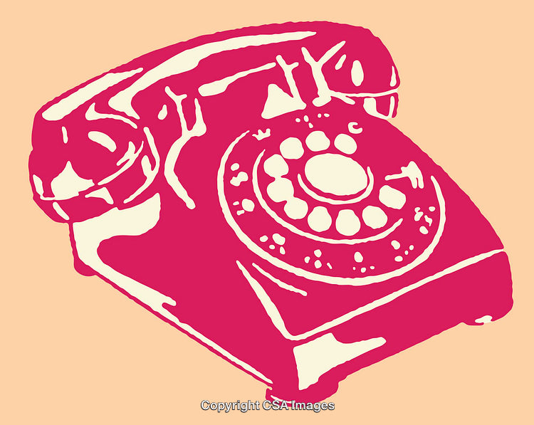 Pink Retro Telephone Illustration on a Beige Background