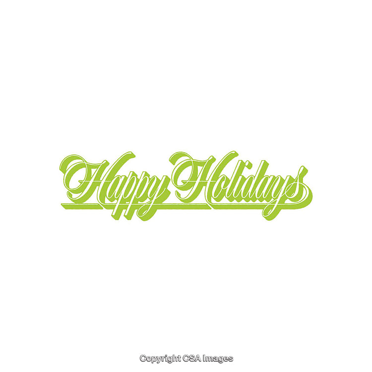Elegant Green Happy Holidays Text Artwork on White Background
