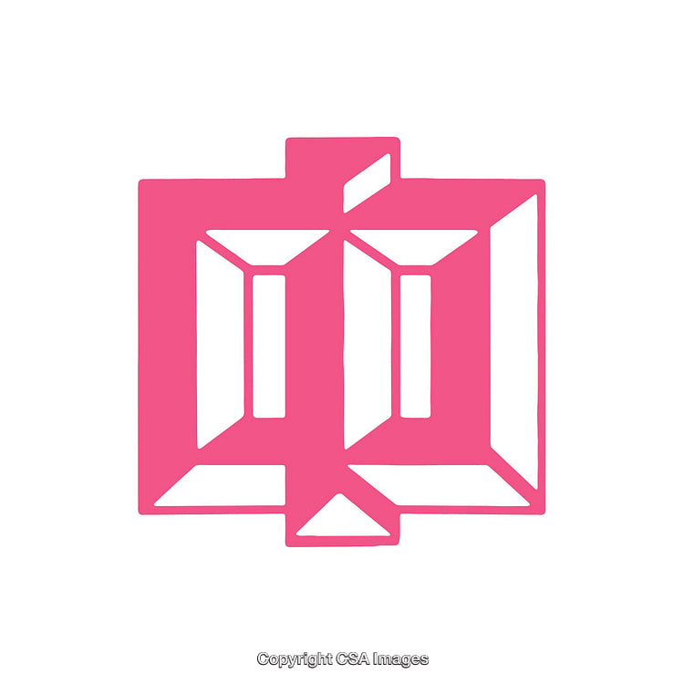 Pink Geometric Illustration Representing a Greek Phi Symbol