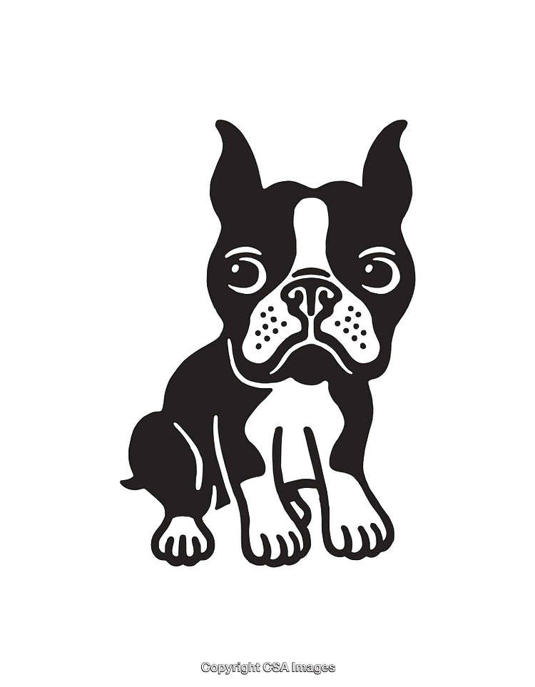 Black and White Line Art of a Sitting Dog Illustration