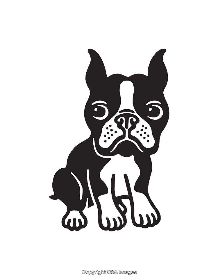 Black and White Line Art of a Sitting Dog Illustration
