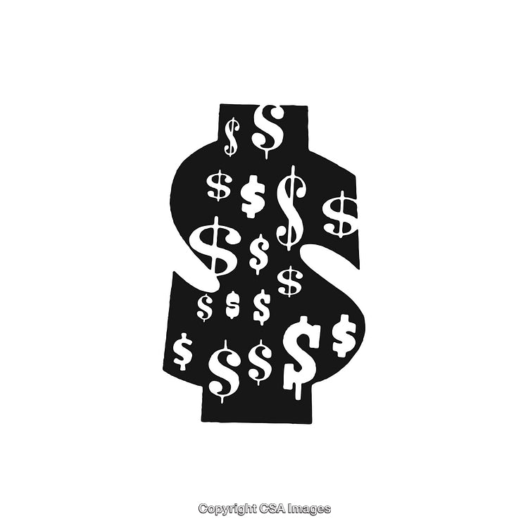 Artistic Composition of Financial Symbol With Repeated Dollar Signs on Black
