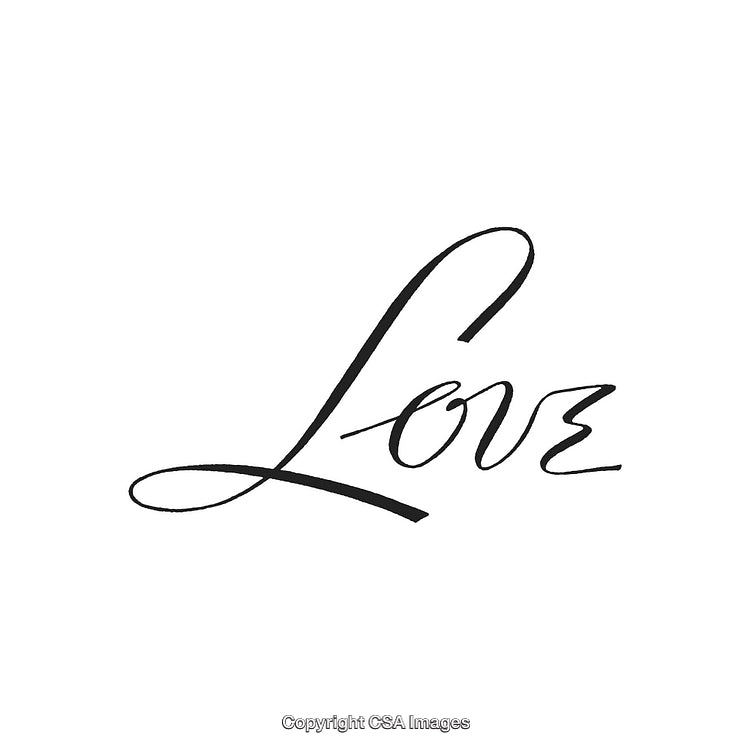 Elegant Calligraphy of the Word Love in Black and White