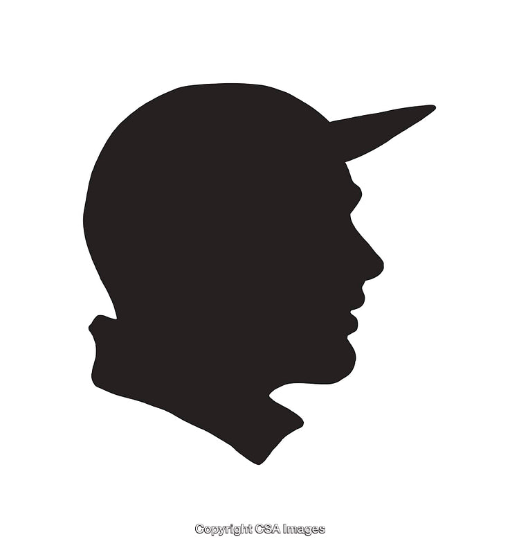Silhouette of Person Wearing a Cap Facing Sideways on White Background