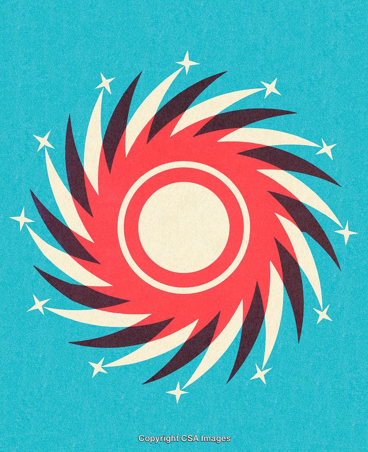Vibrant Radial Artwork Featuring Stars in a Retro Style