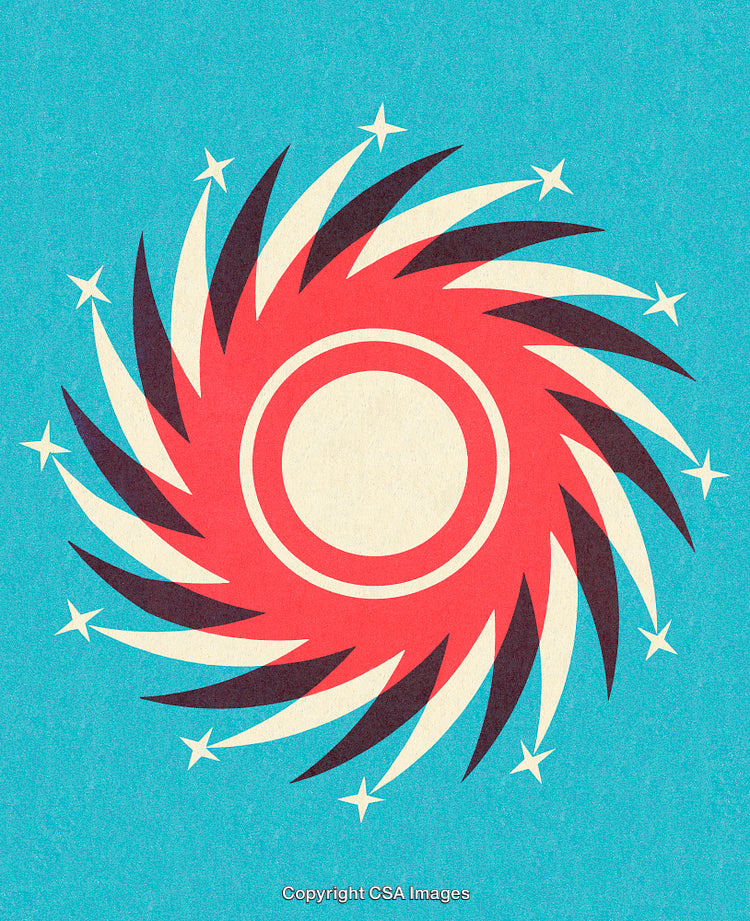 Vibrant Radial Artwork Featuring Stars in a Retro Style