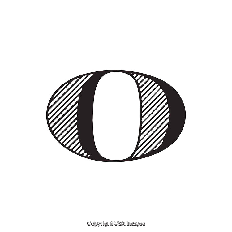 Stylized Illustration of the Letter O with Striped Design Elements