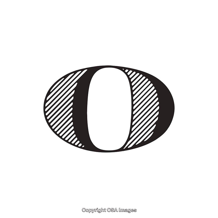 Stylized Illustration of the Letter O with Striped Design Elements