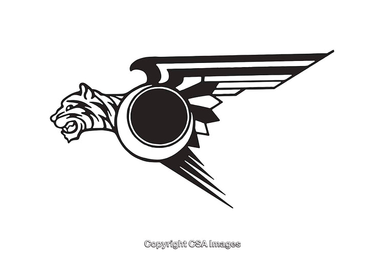 Black and White Stylized Winged Tiger Line Art Design