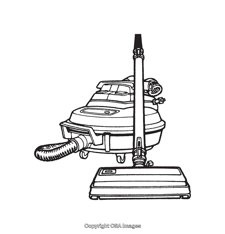Black and White Outline of a Classic Canister Vacuum Cleaner