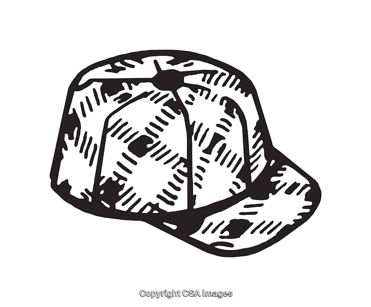 Hand-Drawn Illustration of a Stylish Cap in Monochrome Design