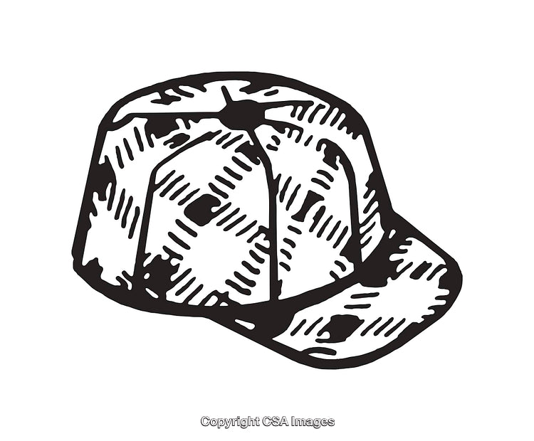 Hand-Drawn Illustration of a Stylish Cap in Monochrome Design
