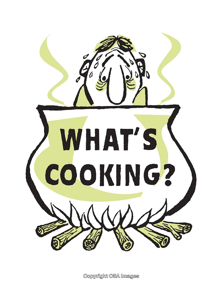 Humorous Illustration of Cooking Pot With a Comical Expression and Steam