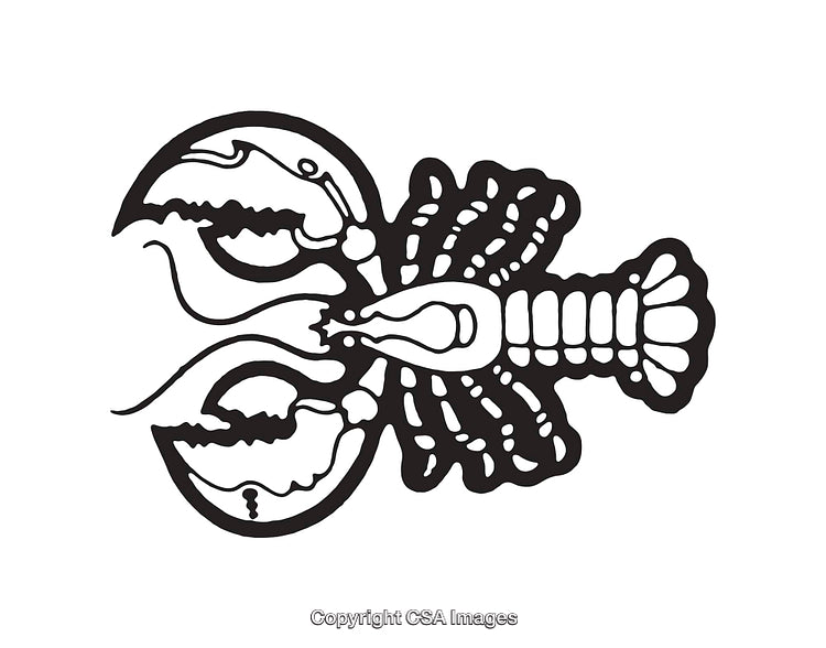 Black and White Line Art Illustration of a Lobster