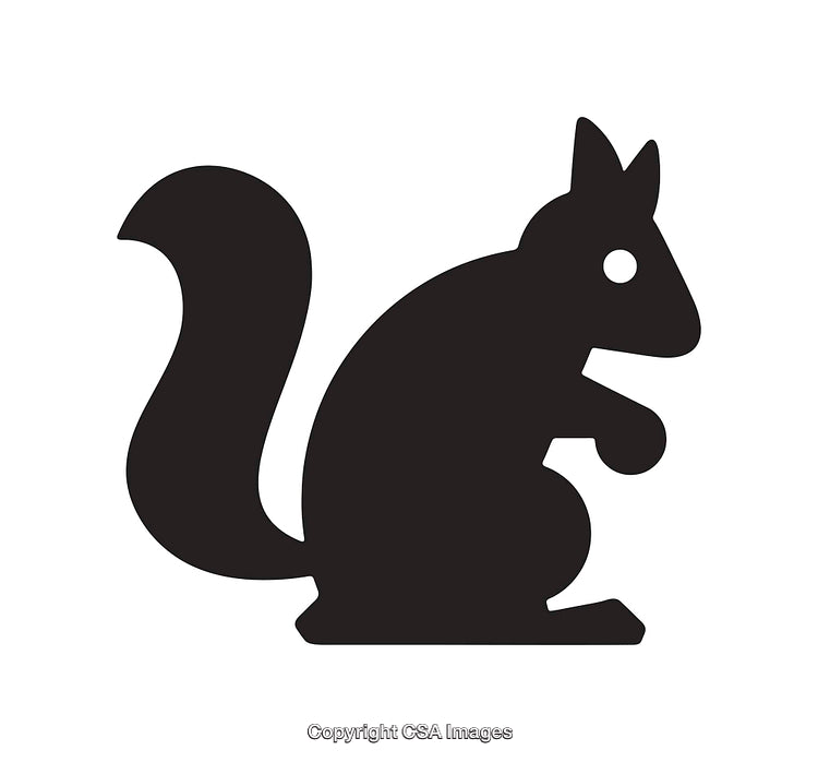 Black and White Silhouette of a Squirrel with a Curved Tail