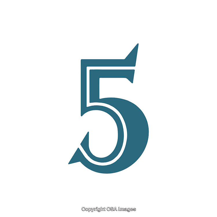 Stylized Number Five in Blue on White Background