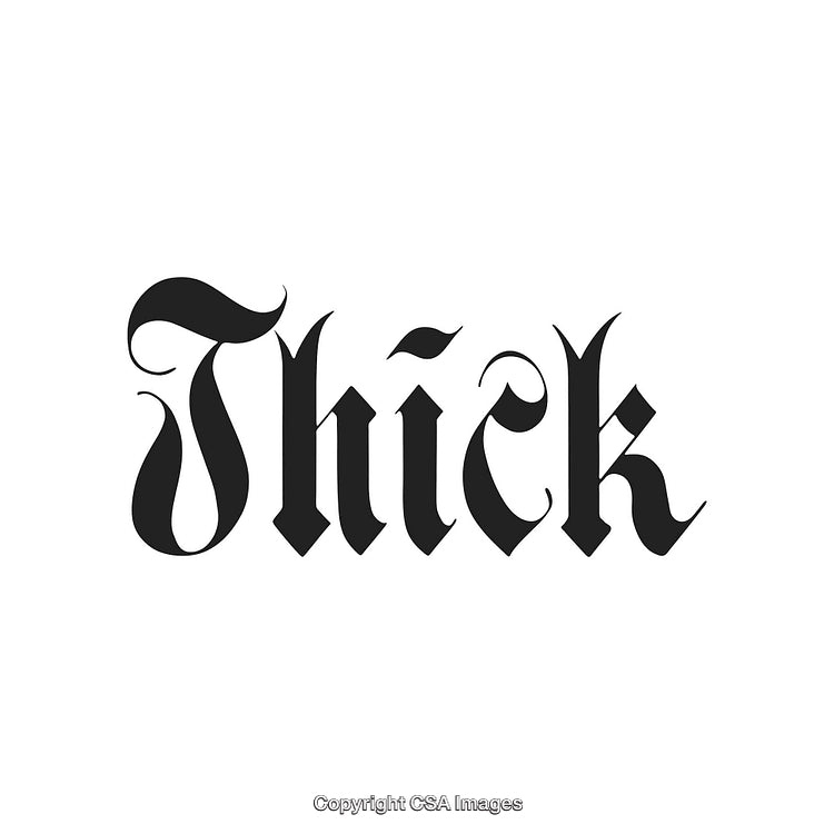 Stylized Text Design with Gothic Calligraphy on White Background