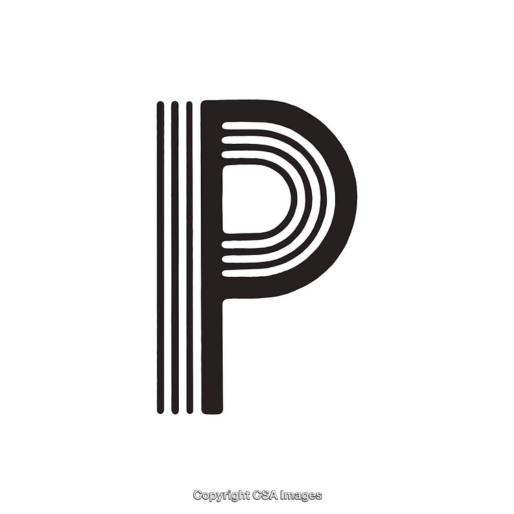 Stylized Black Letter P with Decorative Patterns and Artistic Design