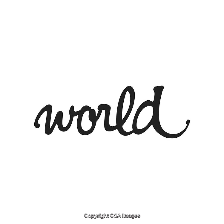 Handwritten Script Typography of the Word 'World' in Classic Style