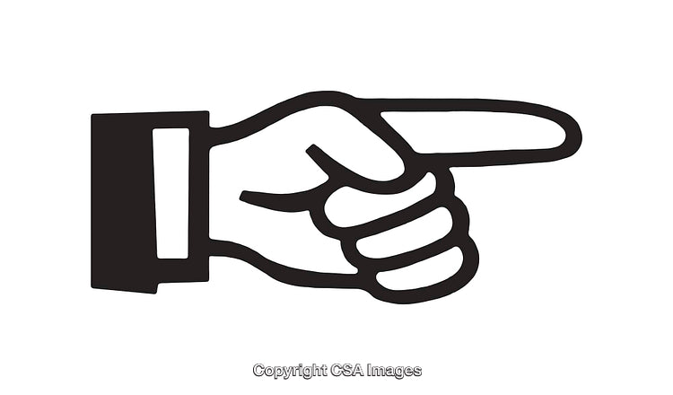Simple Black and White Illustration of a Pointing Right Hand Gesture