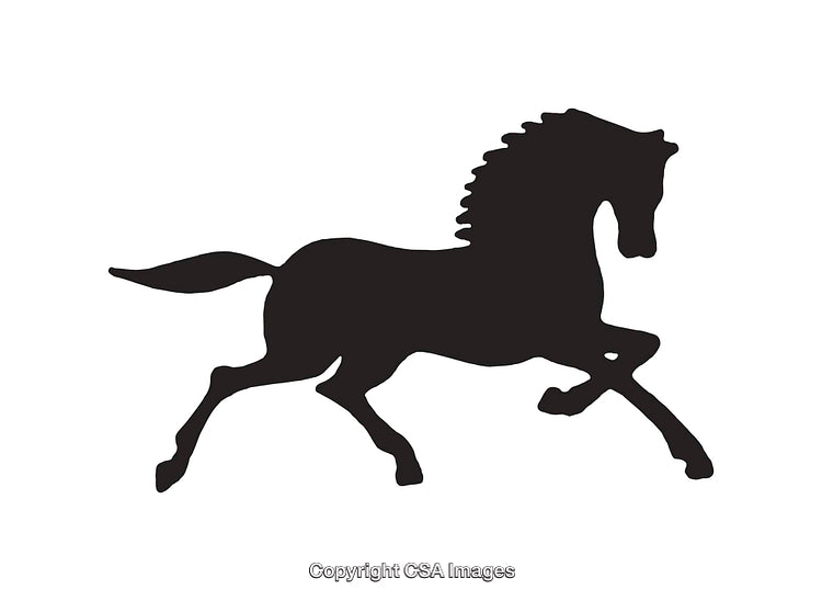 Silhouette Illustration of a Galloping Horse in Black and White