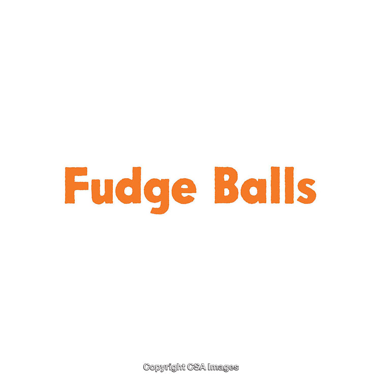 Minimalistic Typography of the Text 'Fudge Balls' in Orange on White