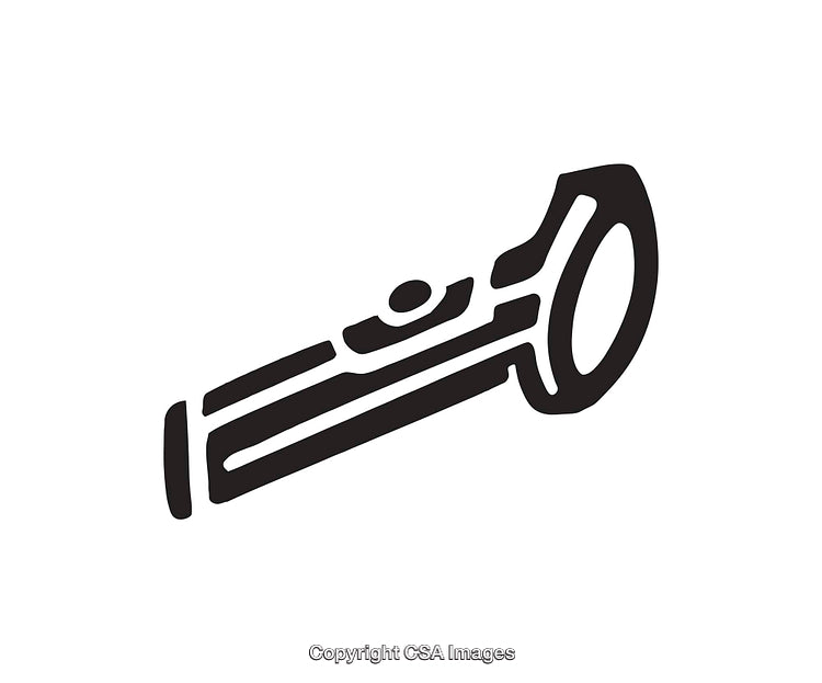Black And White Flashlight Line Art Icon Illustration On White Background