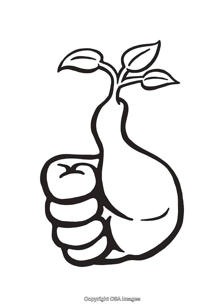 Line Art Drawing of a Fist Growing a Plant With Leaves