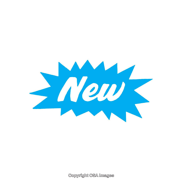 Blue Starburst Design Featuring the Word 'New' in Bold White Text