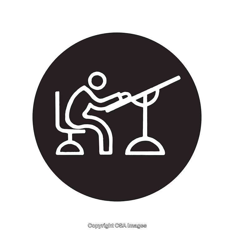 Person Using Equipment in Simple Black and White Icon Design
