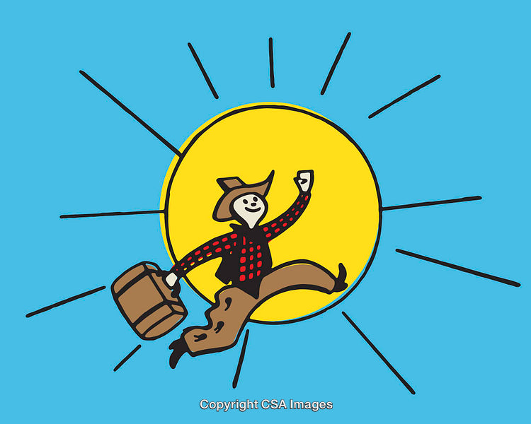 Energetic Traveler Carrying Luggage Under The Radiant Sun Illustration