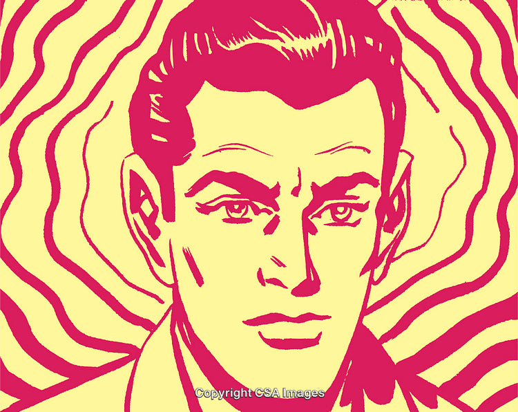 Vintage Styled Portrait of a Man with Wavy Background Design
