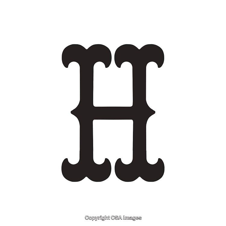 Stylized Black Letter H Displayed on a Clean White Background