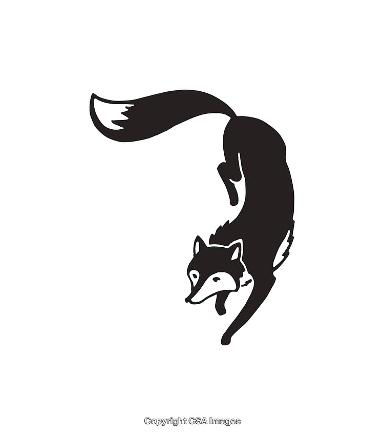 Silhouetted Fox Leaping Gracefully in Black and White Style