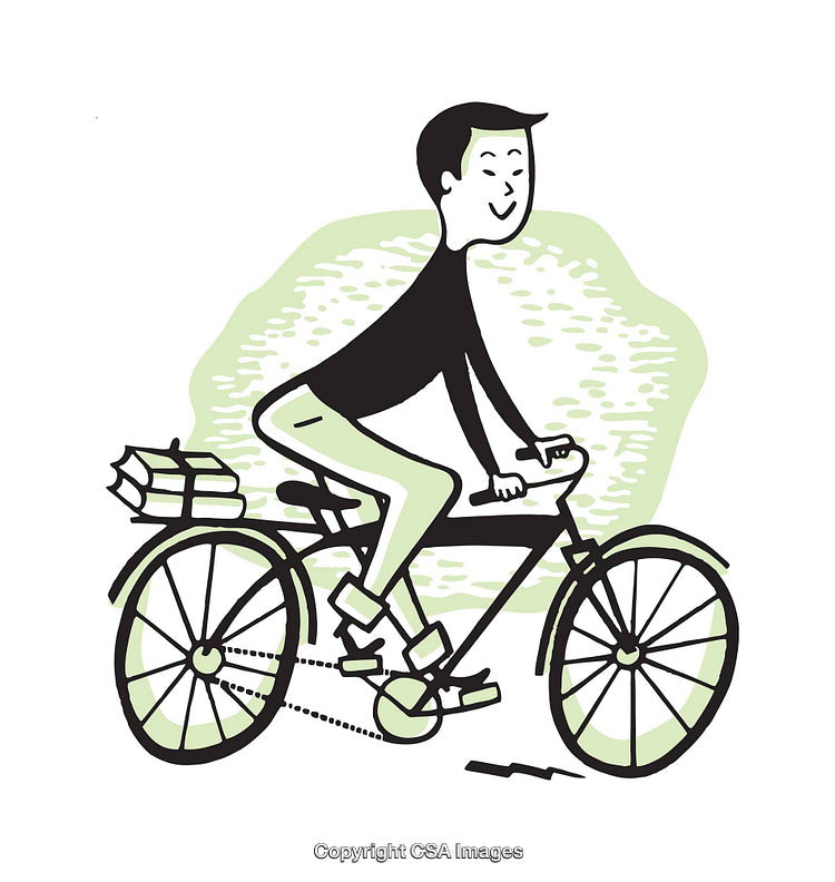 Illustration of a Happy Person Riding a Bicycle Outdoors