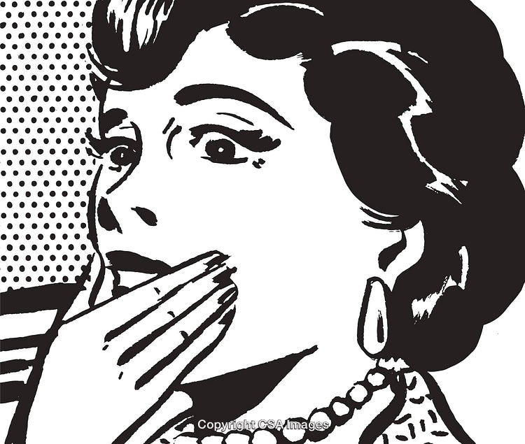 Retro Illustration of a Surprised Woman in Pop Art Style