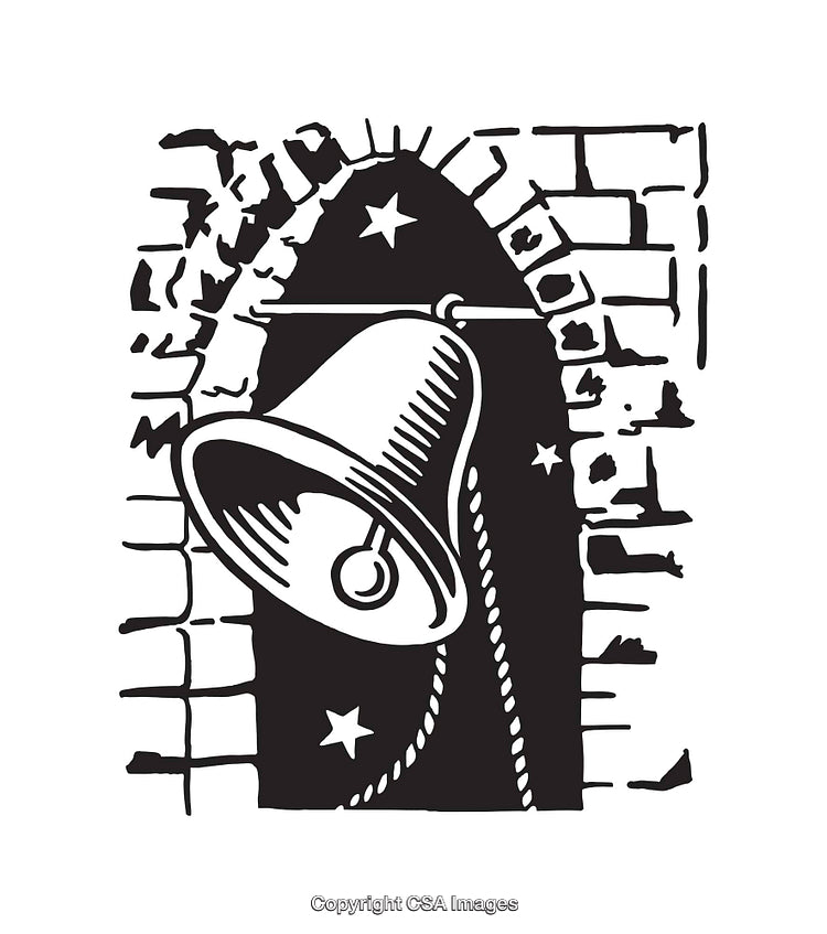 Traditional Black And White Bell Tower Line Art Illustration