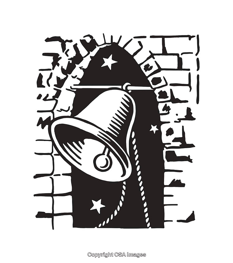 Traditional Black And White Bell Tower Line Art Illustration