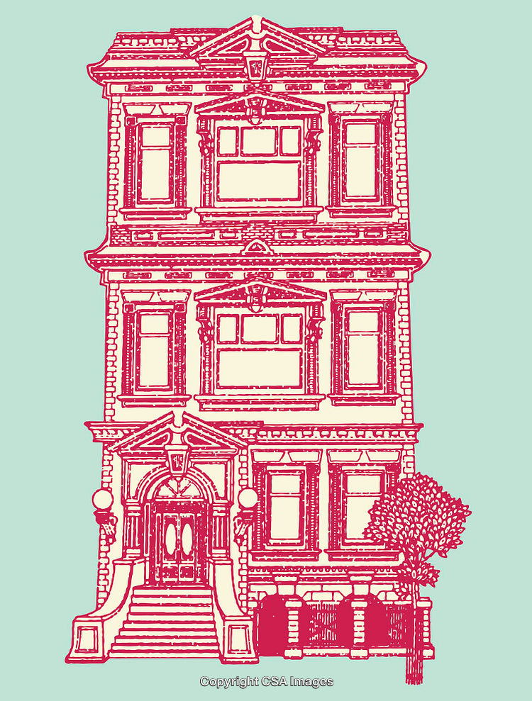 Handcrafted Architectural Illustration of Classic Vintage Building Design Featuring Tall Structure