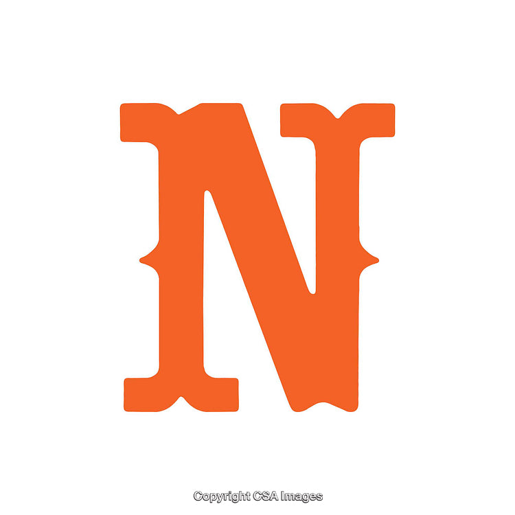 Bold Orange Letter N Isolated on a White Background
