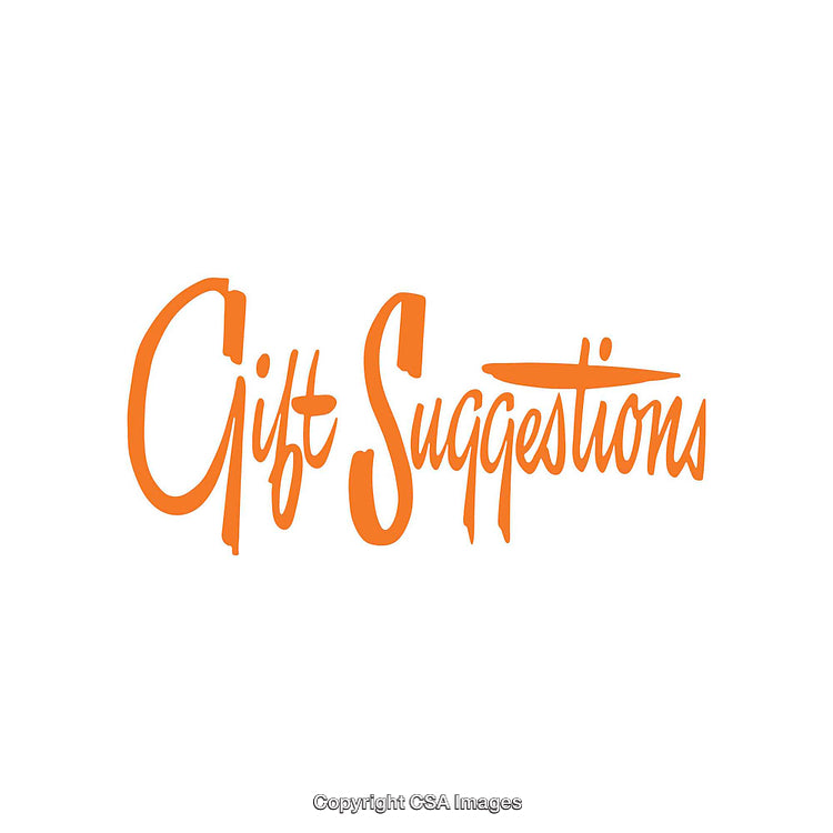 Elegant Gift Suggestions Text in Vibrant Orange Style on White Background